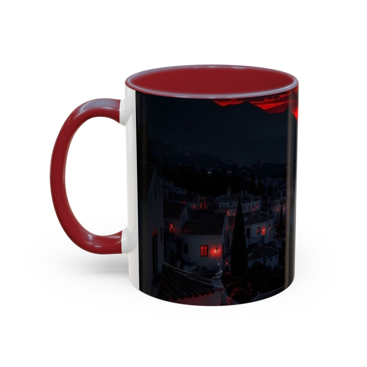 Red Sunset Ocean Accent Coffee Mug — Dramatic Seascape 11/15oz