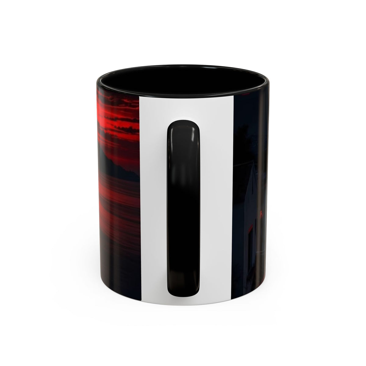 Red Sunset Ocean Accent Coffee Mug — Dramatic Seascape 11/15oz