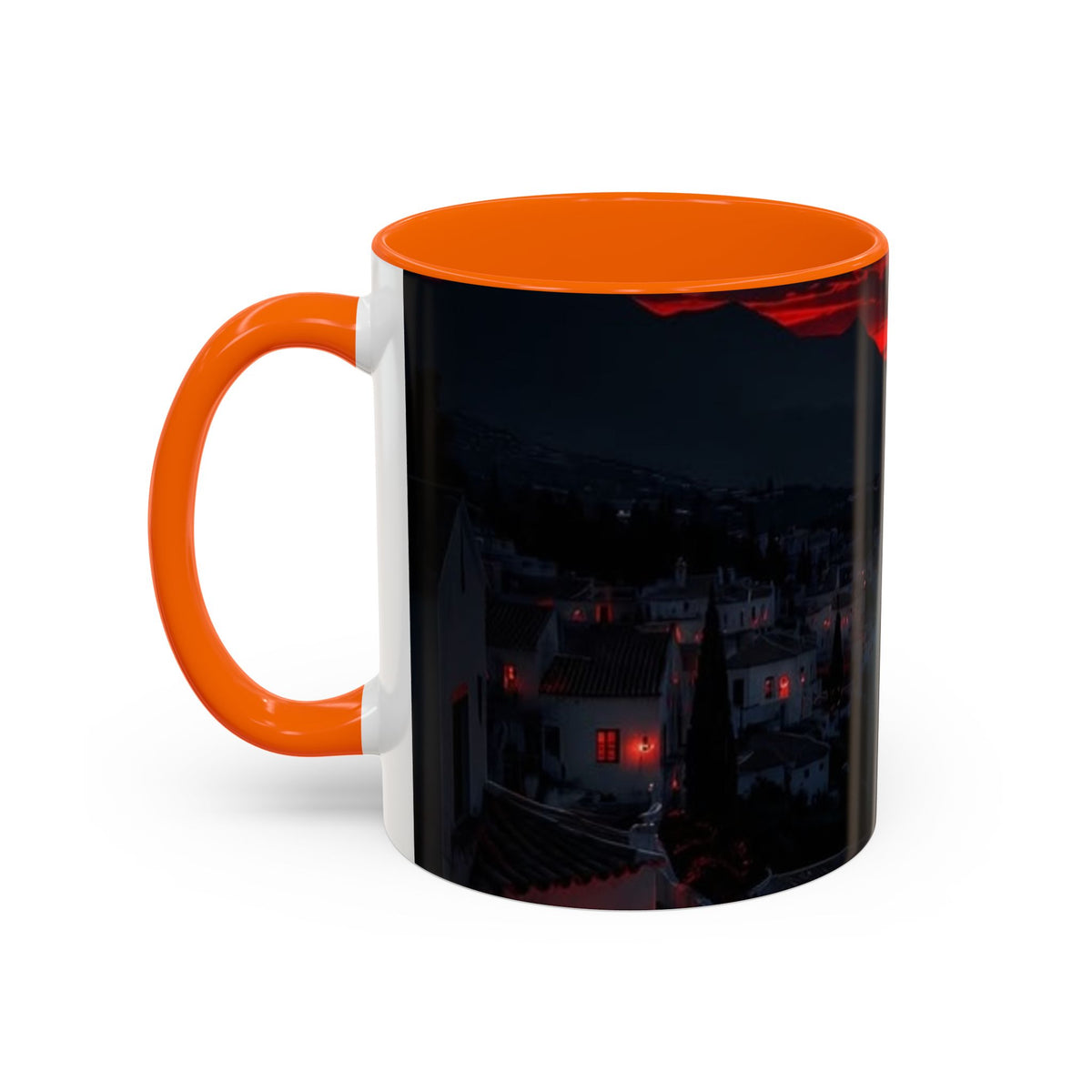 Red Sunset Ocean Accent Coffee Mug — Dramatic Seascape 11/15oz