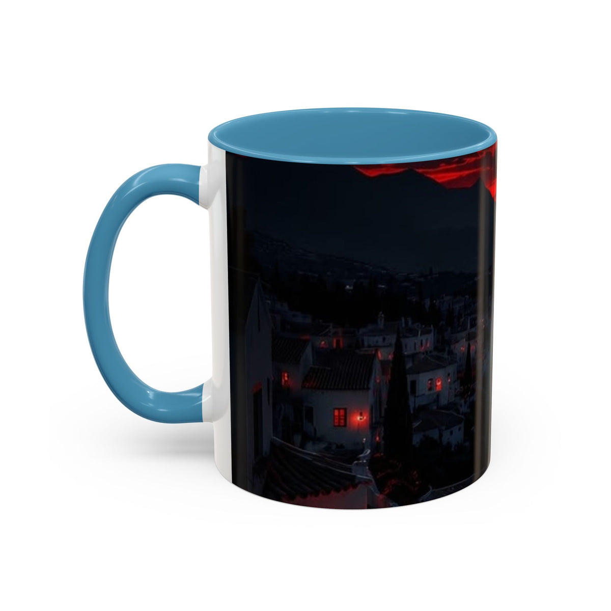 Red Sunset Ocean Accent Coffee Mug — Dramatic Seascape 11/15oz