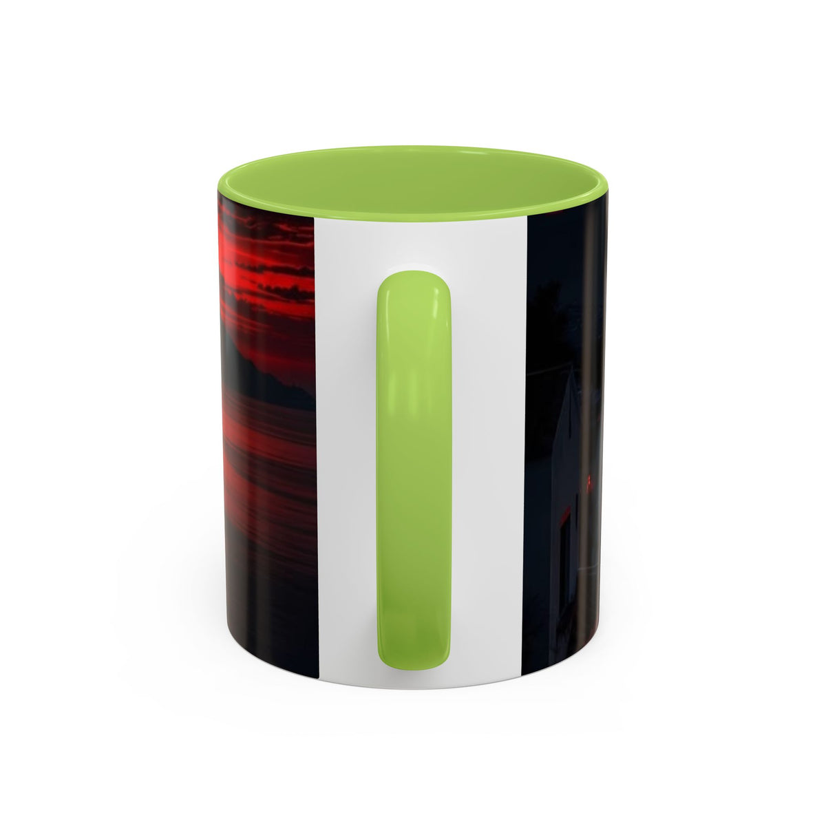 Red Sunset Ocean Accent Coffee Mug — Dramatic Seascape 11/15oz