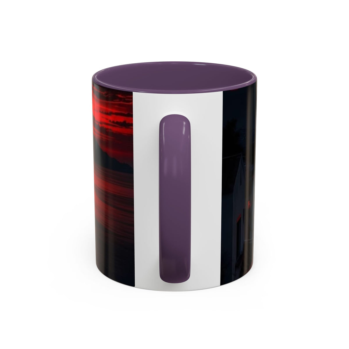 Red Sunset Ocean Accent Coffee Mug — Dramatic Seascape 11/15oz