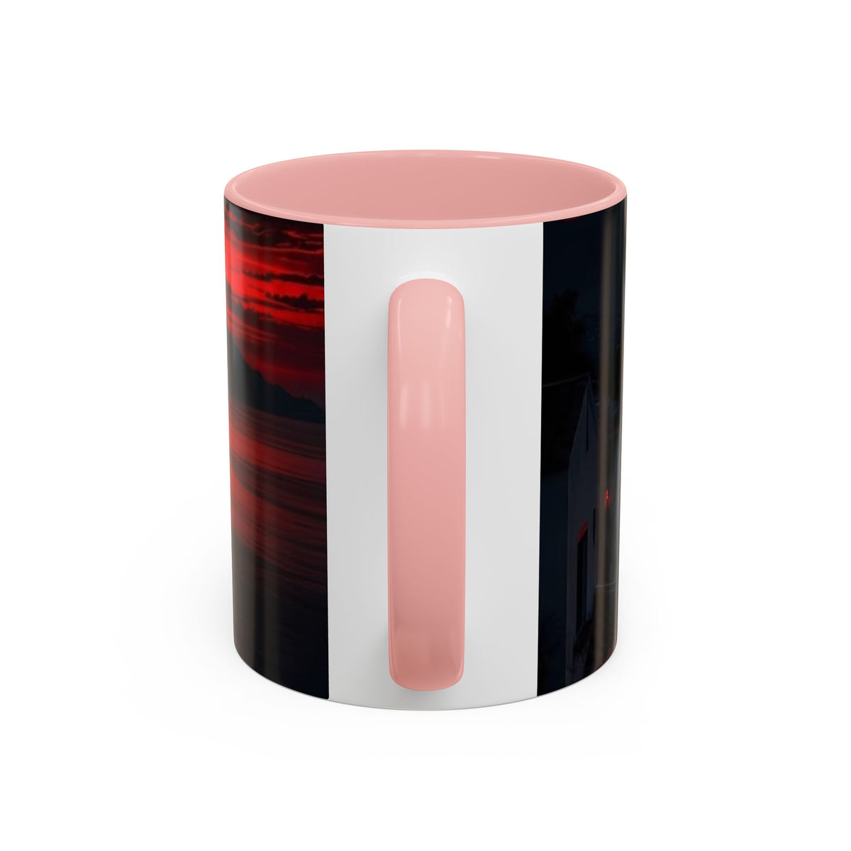 Red Sunset Ocean Accent Coffee Mug — Dramatic Seascape 11/15oz