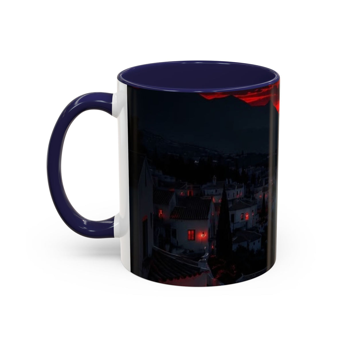 Red Sunset Ocean Accent Coffee Mug — Dramatic Seascape 11/15oz