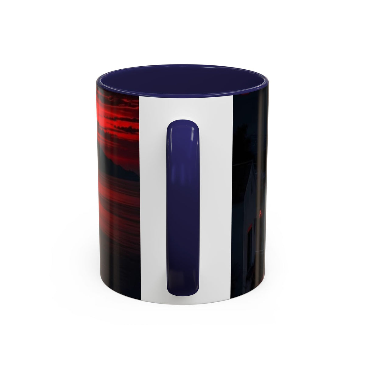 Red Sunset Ocean Accent Coffee Mug — Dramatic Seascape 11/15oz