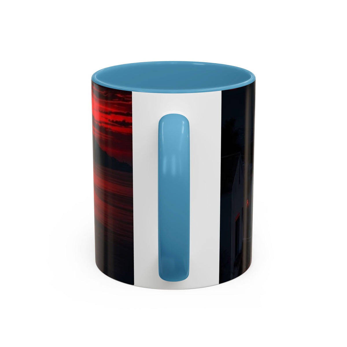 Red Sunset Ocean Accent Coffee Mug — Dramatic Seascape 11/15oz