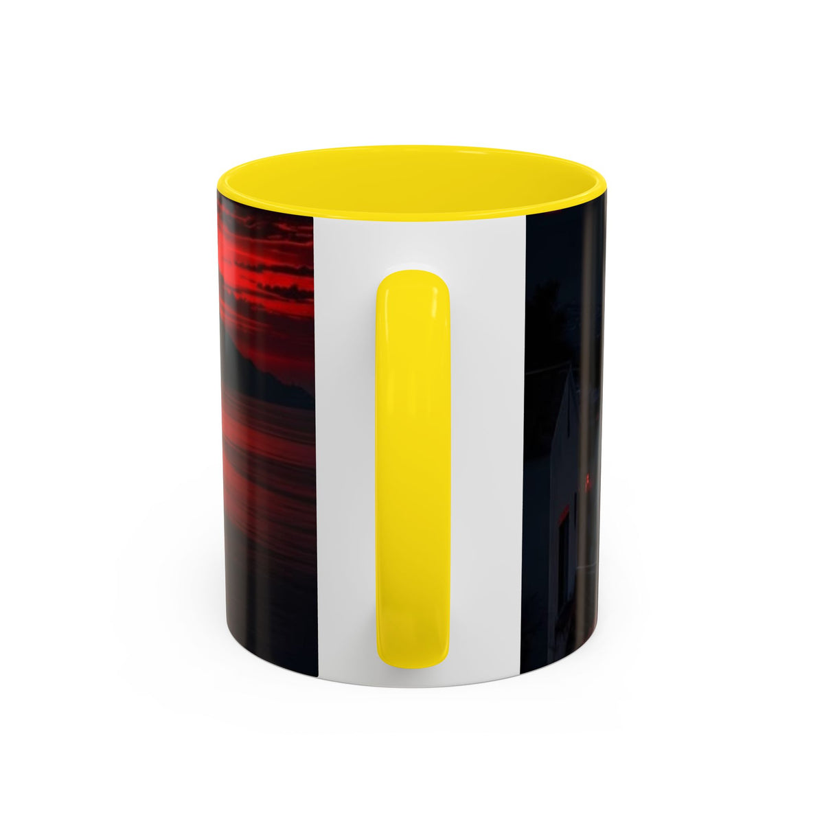 Red Sunset Ocean Accent Coffee Mug — Dramatic Seascape 11/15oz