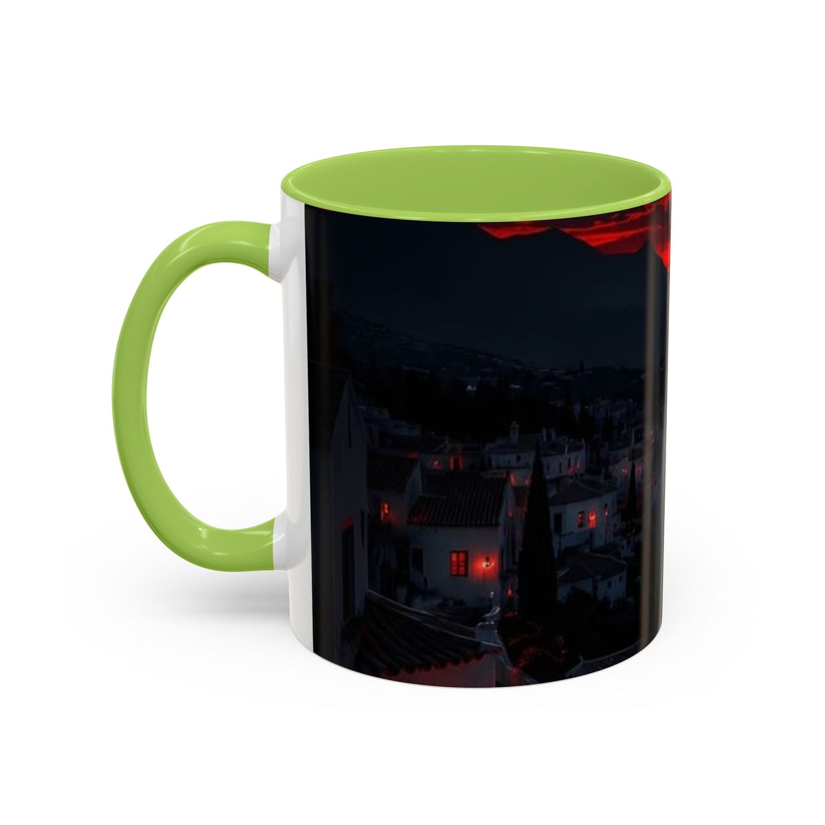 Red Sunset Ocean Accent Coffee Mug — Dramatic Seascape 11/15oz