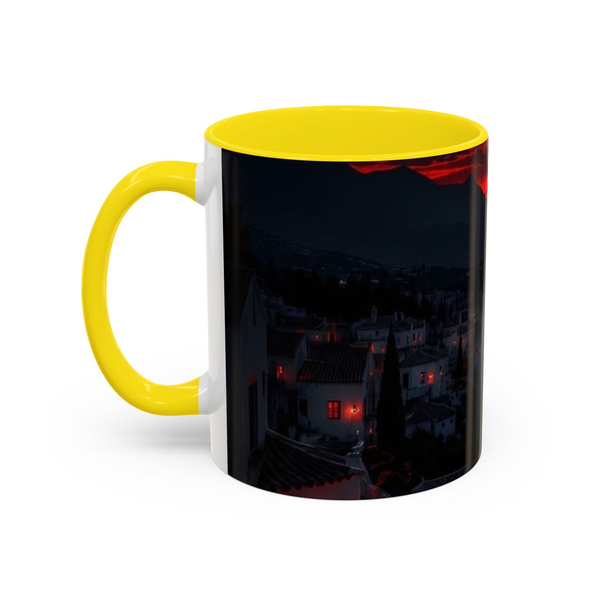 Red Sunset Ocean Accent Coffee Mug — Dramatic Seascape 11/15oz