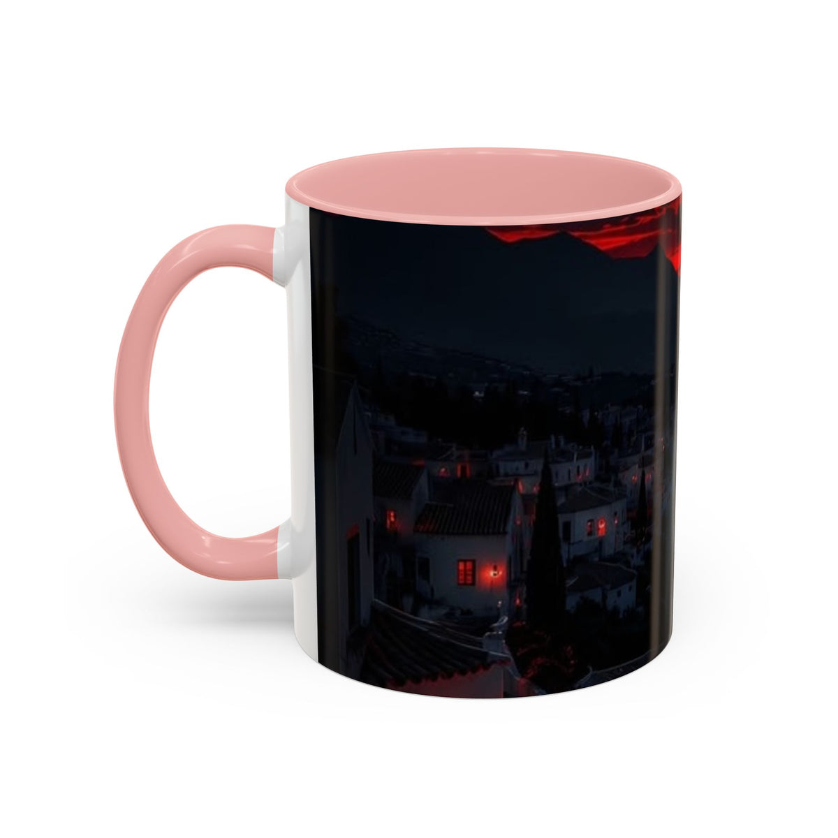 Red Sunset Ocean Accent Coffee Mug — Dramatic Seascape 11/15oz