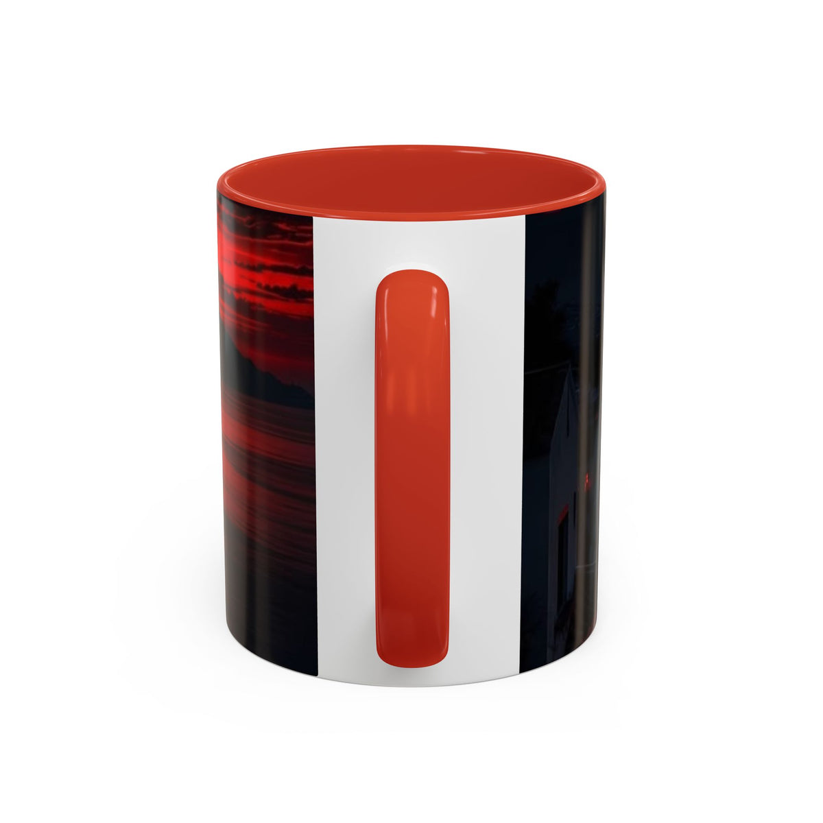 Red Sunset Ocean Accent Coffee Mug — Dramatic Seascape 11/15oz