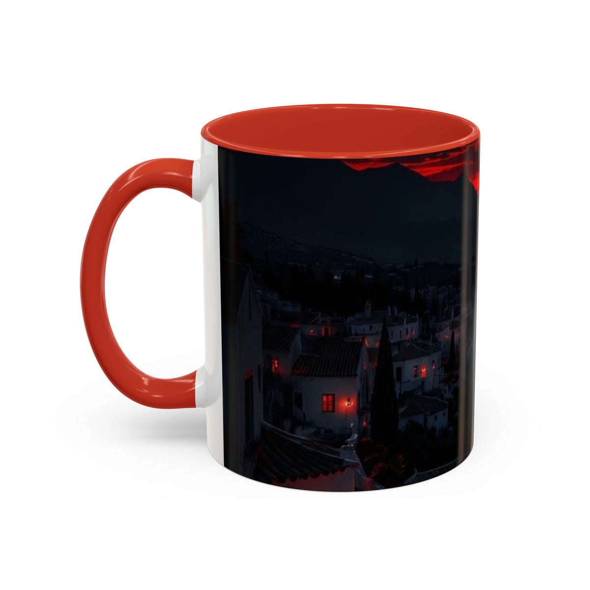 Red Sunset Ocean Accent Coffee Mug — Dramatic Seascape 11/15oz