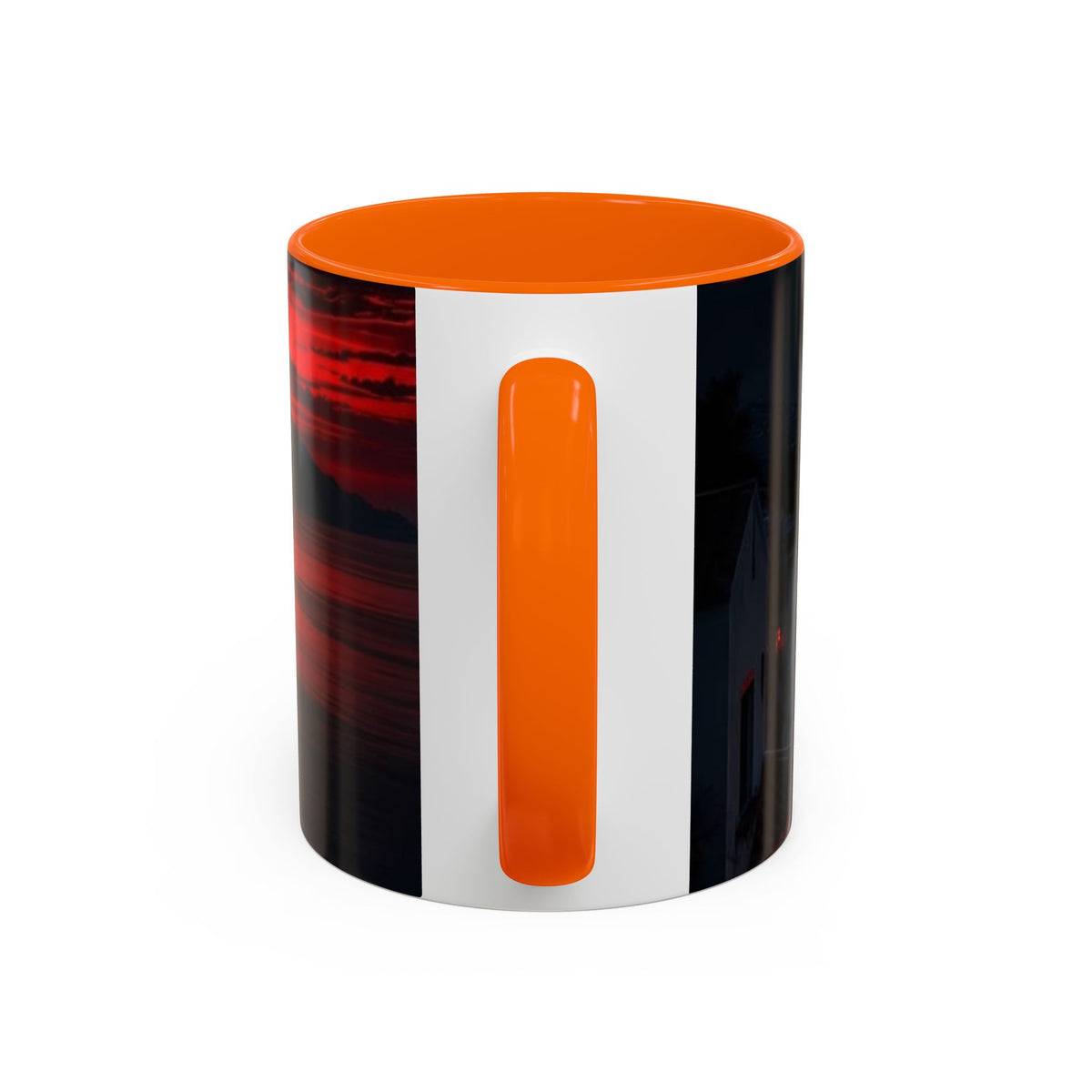 Red Sunset Ocean Accent Coffee Mug — Dramatic Seascape 11/15oz