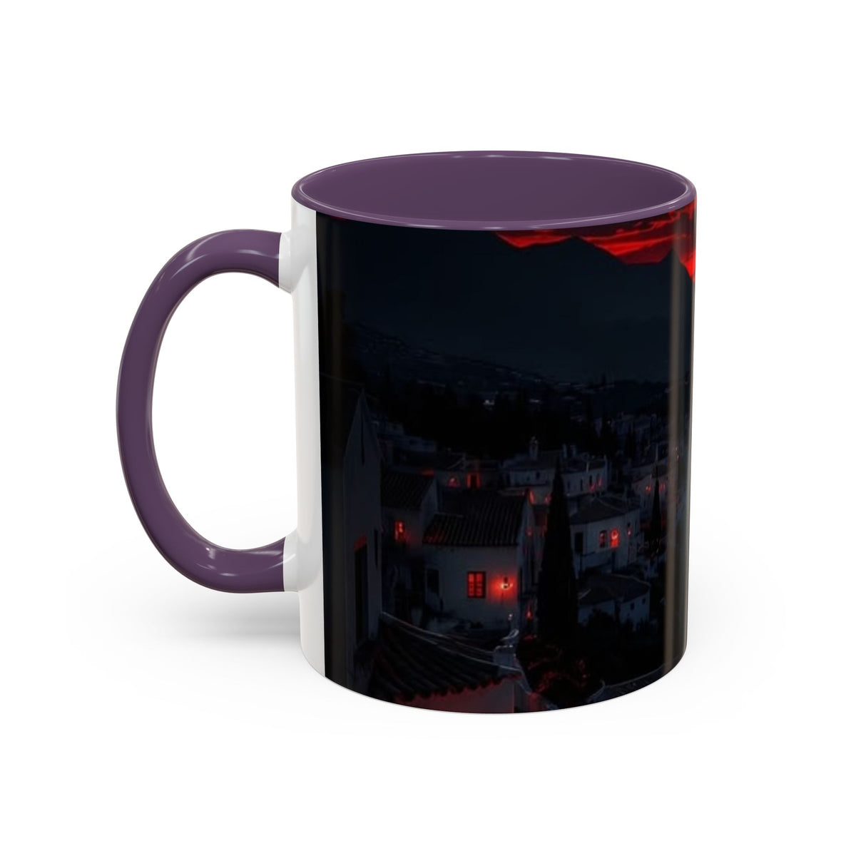 Red Sunset Ocean Accent Coffee Mug — Dramatic Seascape 11/15oz