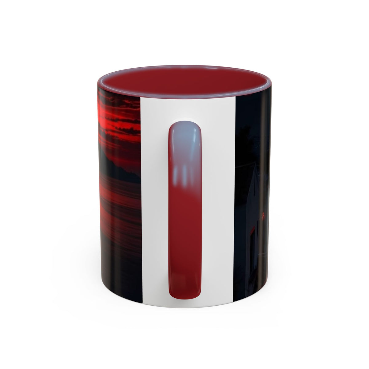 Red Sunset Ocean Accent Coffee Mug — Dramatic Seascape 11/15oz