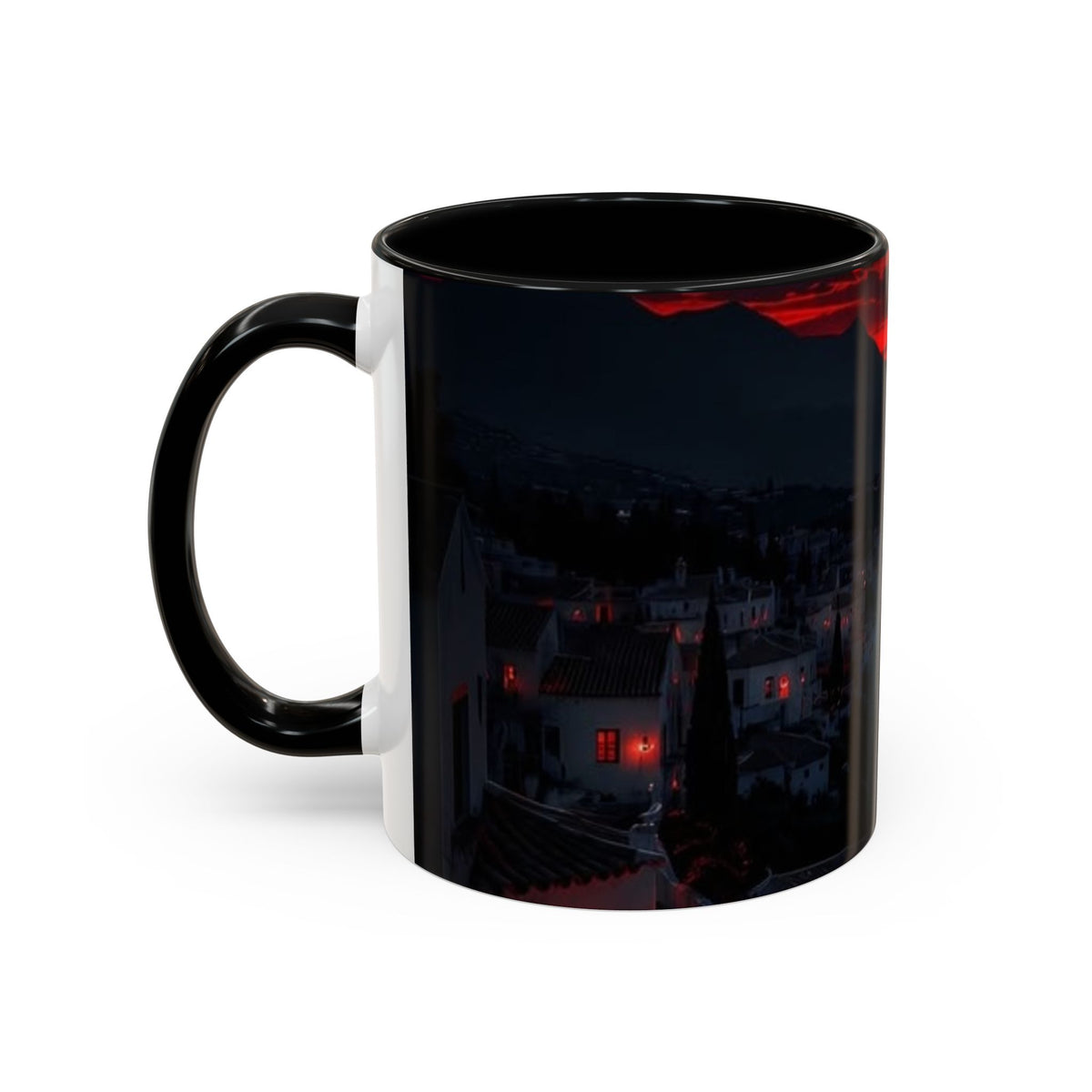 Red Sunset Ocean Accent Coffee Mug — Dramatic Seascape 11/15oz